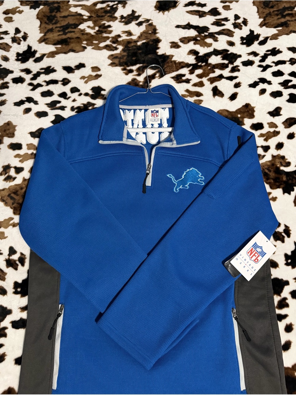 NFL Men's Royal Blue Detroit Lions Quarter-Zip Pullover